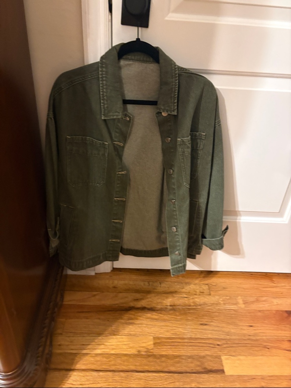 Olive Green womens Utility Jacket - Casual Workwear Style